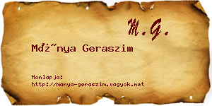Mánya Geraszim névjegykártya